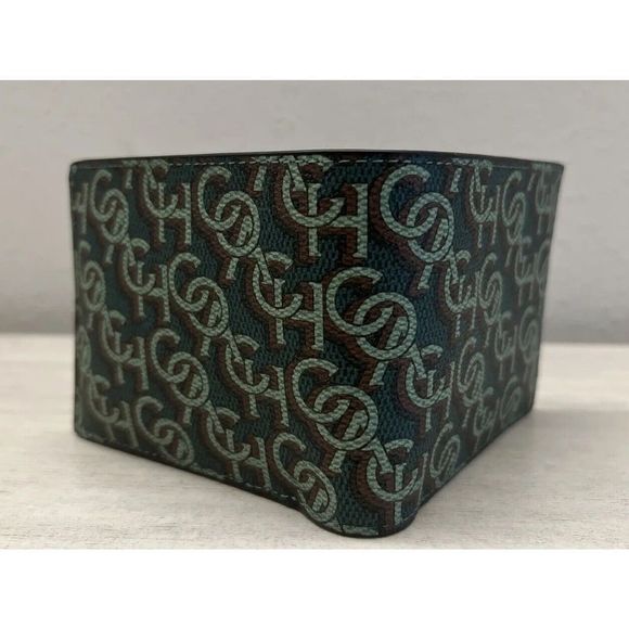 COACH Mens 3n1 Wallet/Card Case Printed Coated Canvas Monogram Amazon Green - Picture 9 of 12